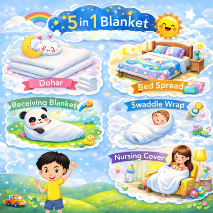 Blue Abstract Print Super Soft Brushed for 0-3 Years Baby Single Bed AC Blanket for Kids