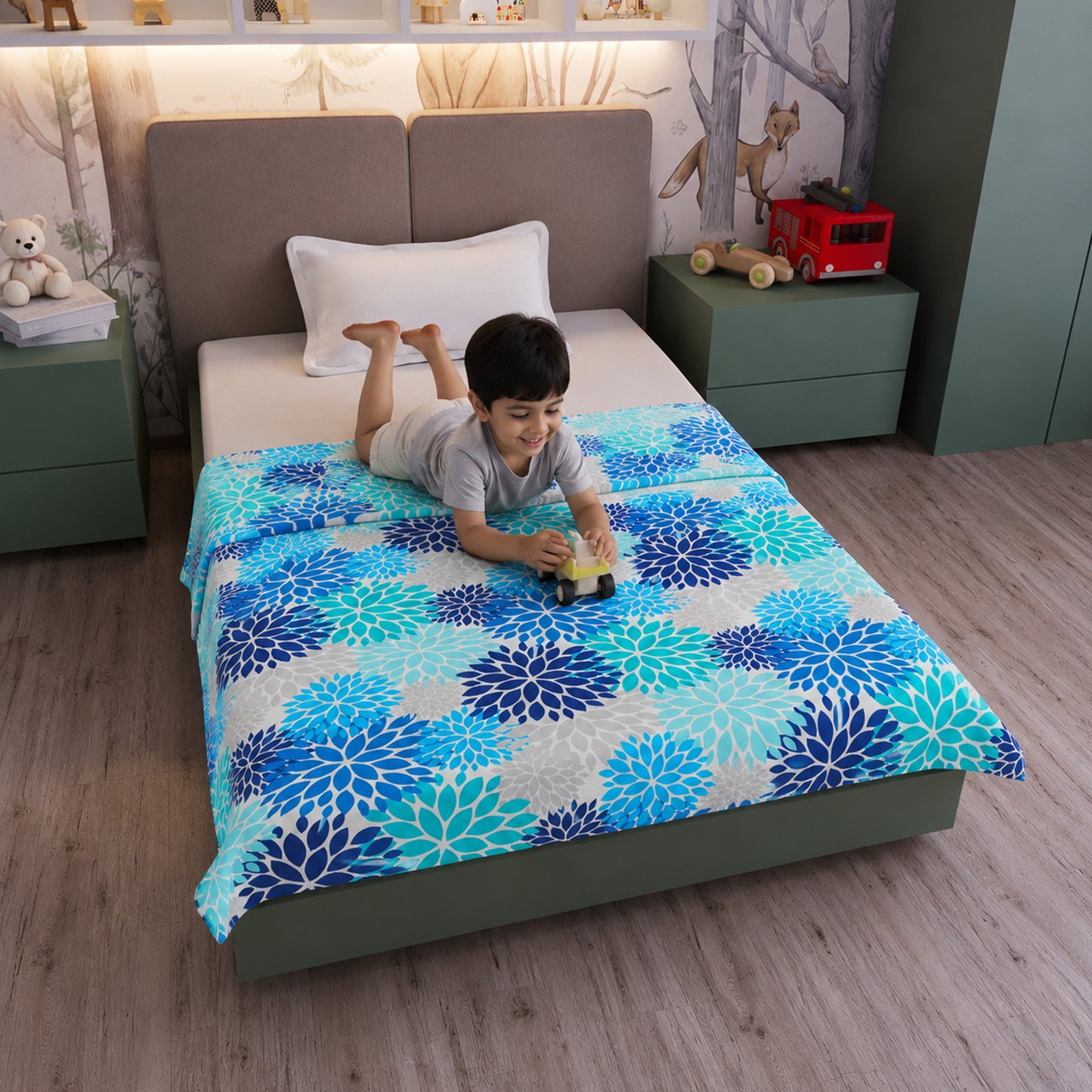 Silhouette leaves Reversible AC Blanket Dohar for Kids