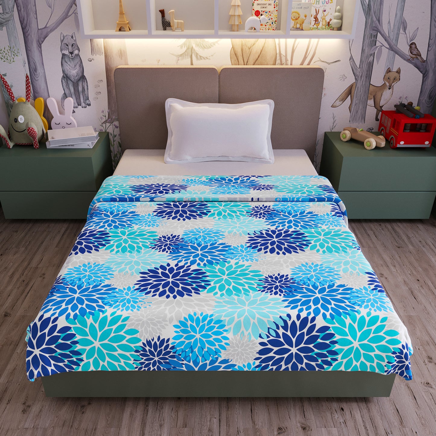 Silhouette leaves Reversible AC Blanket Dohar for Kids