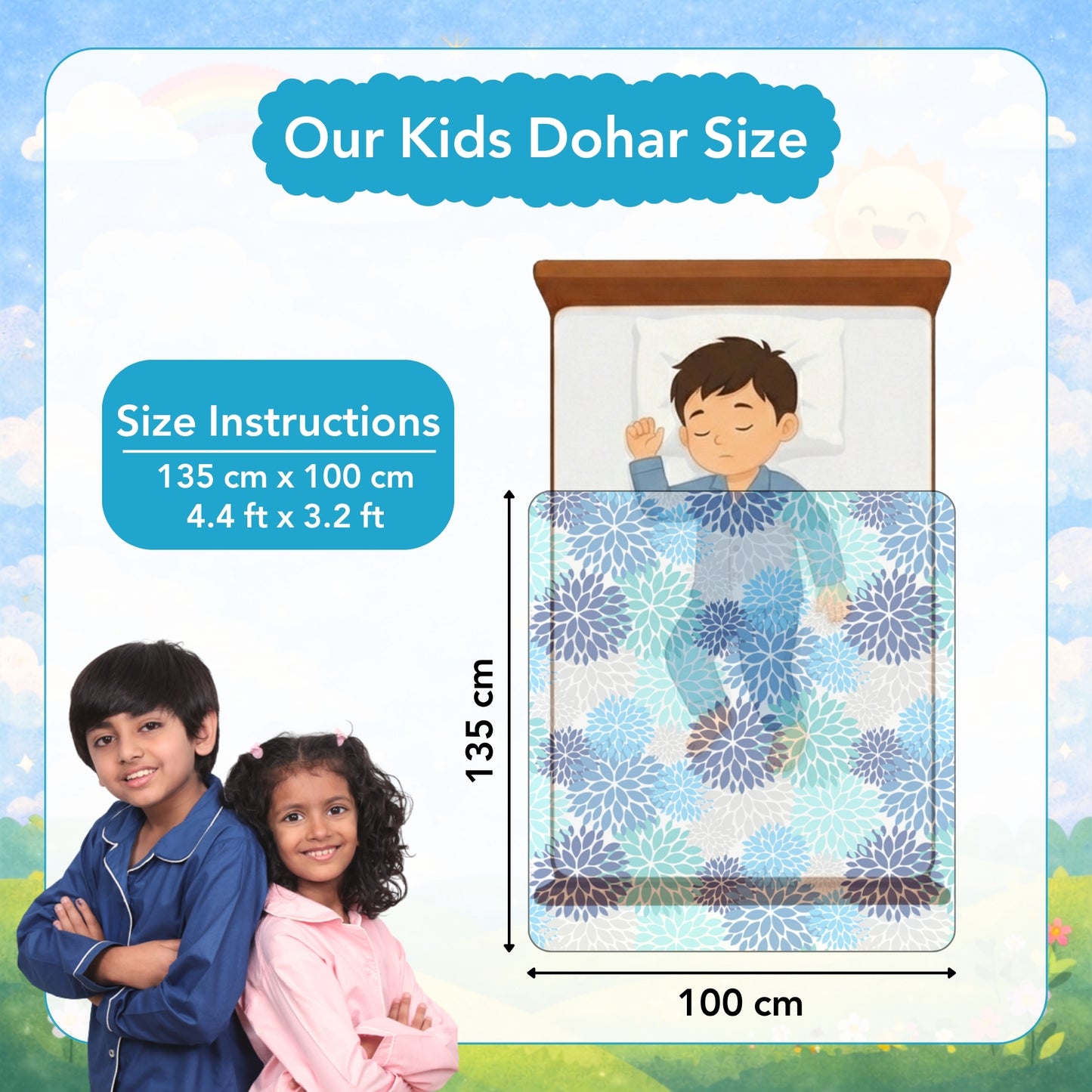 Silhouette leaves Reversible AC Blanket Dohar for Kids