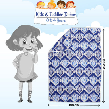 Blue and White Cotton 120 GSM Ultrasoft Reversible Single Baby Blanket for Babies