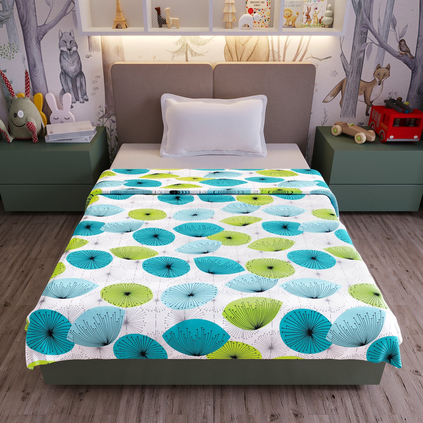 Dandelions Floral Print Blue Pure Cotton Baby Dohar for Newborns to Toddlers