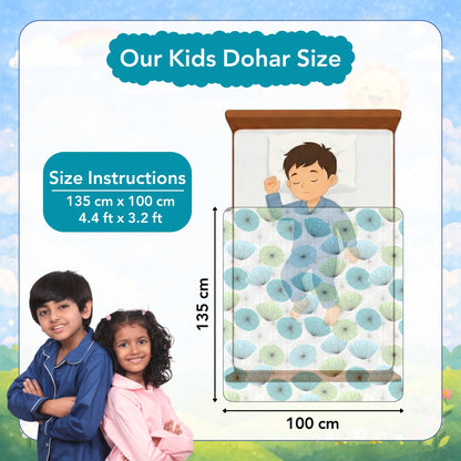 Dandelions Floral Print Blue Pure Cotton Baby Dohar for Newborns to Toddlers