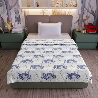 Grey Blue Autumn Tree Leaf Cotton Kids Dohar for 0-3 Years