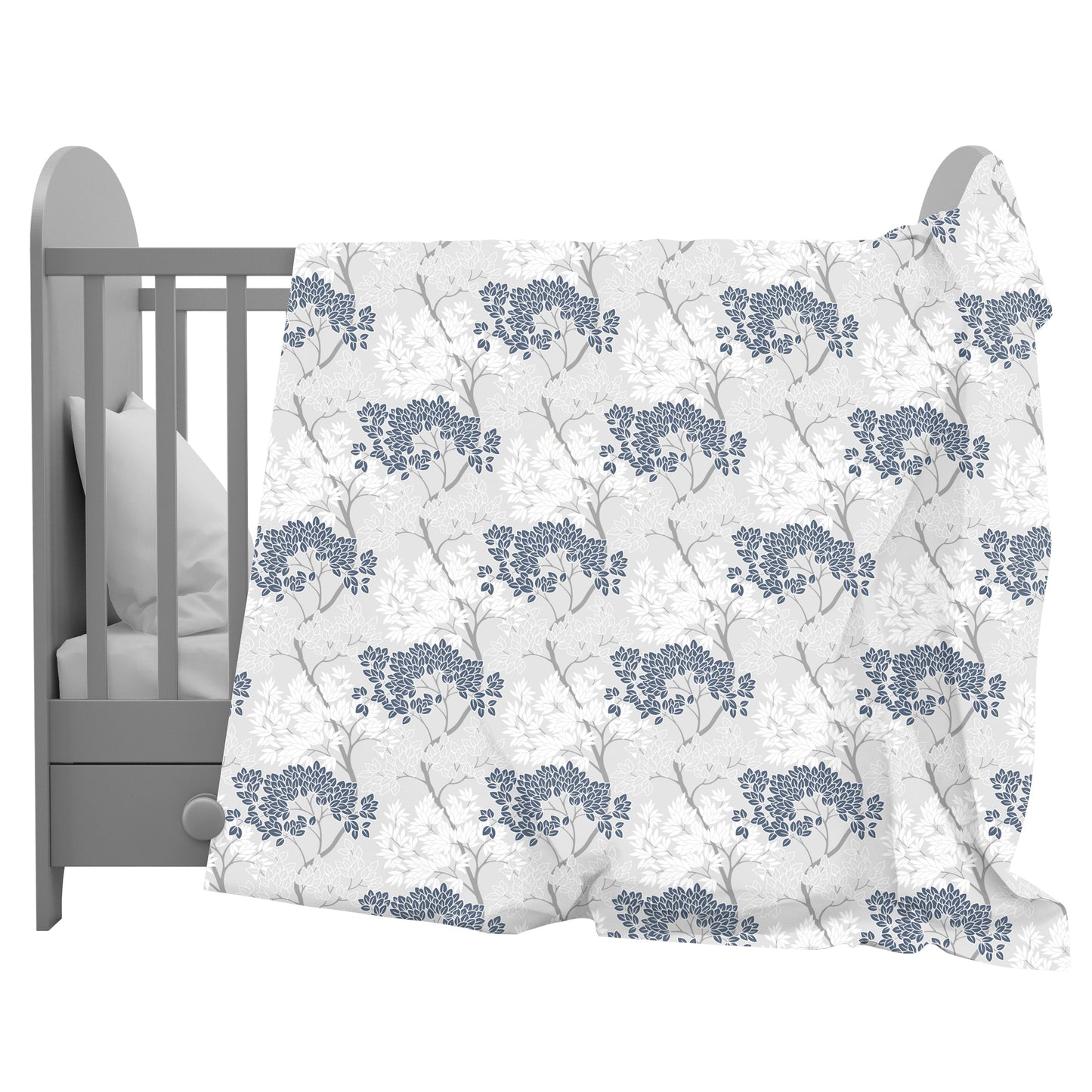 Grey Blue Autumn Tree Leaf Cotton Kids Dohar for 0-3 Years