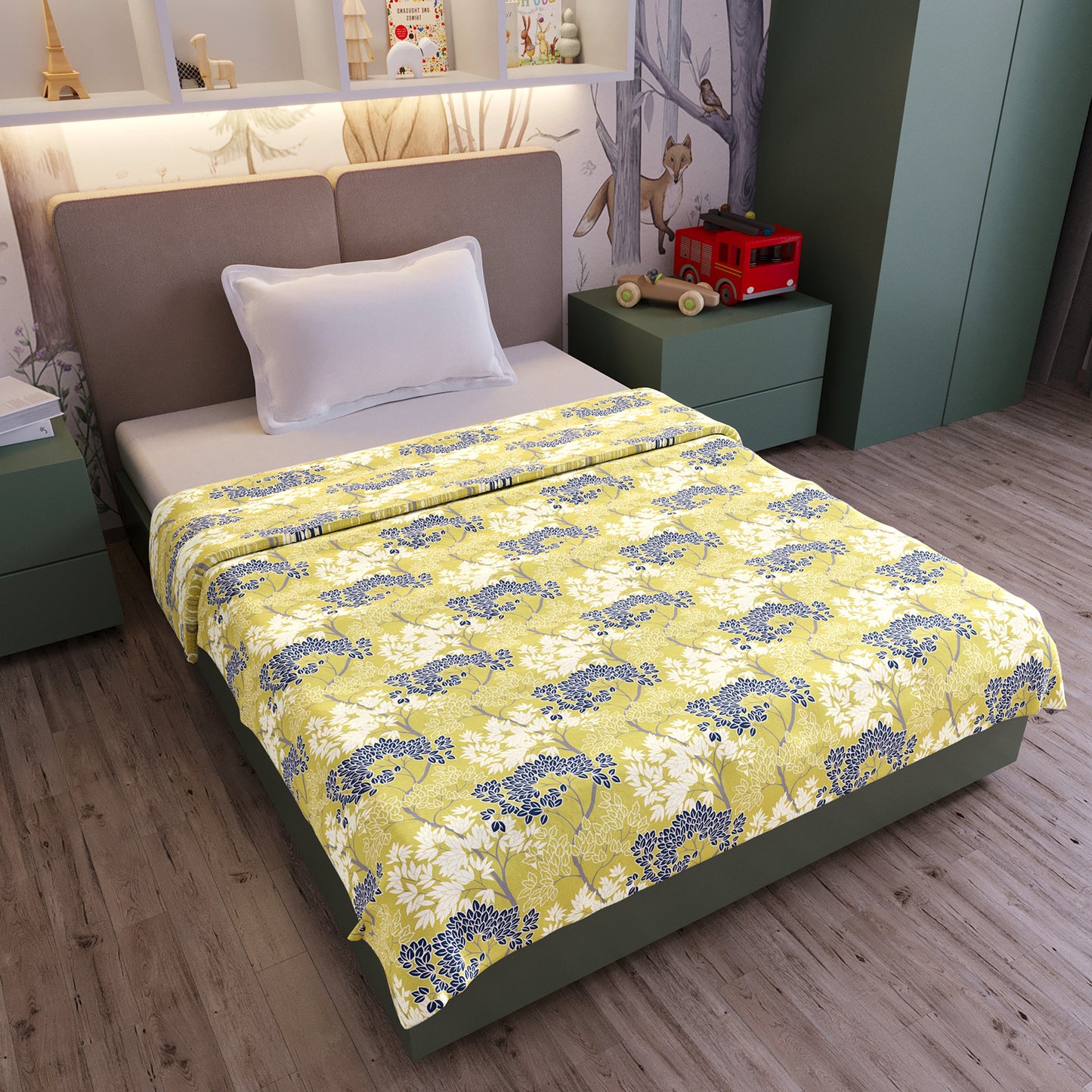Green and Blue 120 GSM Pure Cotton Dohar for 0-3 Years Soft Cozy For Toddlers, Girls, Boys, and Babies