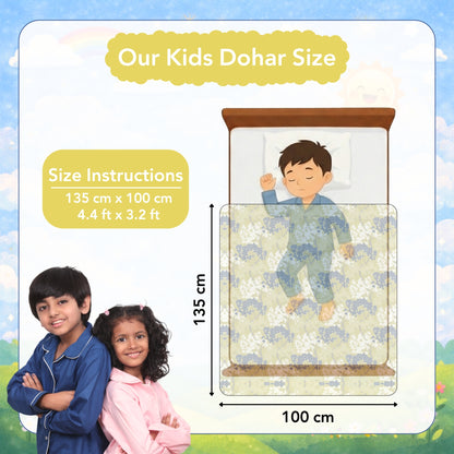 Green and Blue 120 GSM Pure Cotton Dohar for 0-3 Years Soft Cozy For Toddlers, Girls, Boys, and Babies