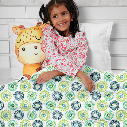 Green and White Pure Cotton Baby Blanket for Newborns 0-3 Years Soft Cozy Dohar for Toddlers, Girls, Boys, and Babies