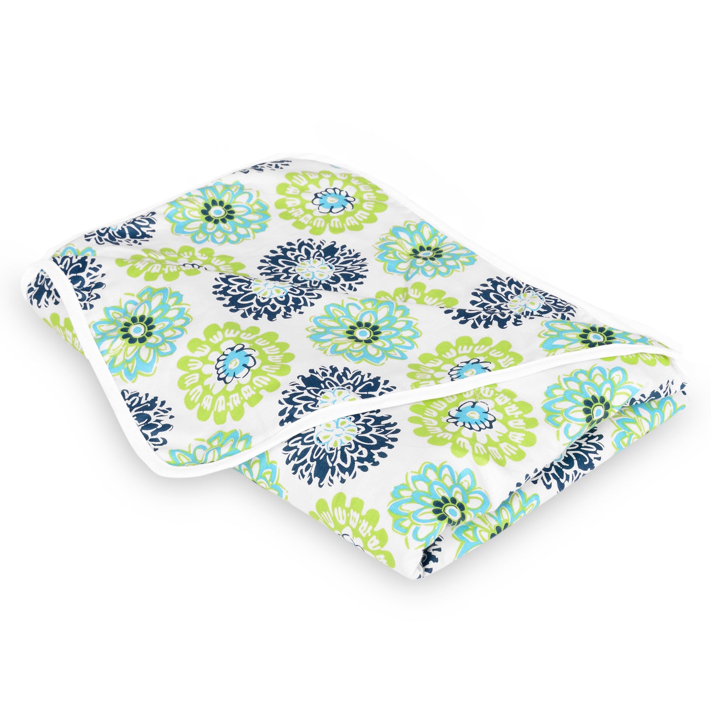 Green and White Pure Cotton Baby Blanket for Newborns 0-3 Years Soft Cozy Dohar for Toddlers, Girls, Boys, and Babies