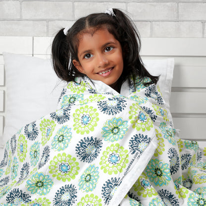 Green and White Pure Cotton Baby Blanket for Newborns 0-3 Years Soft Cozy Dohar for Toddlers, Girls, Boys, and Babies