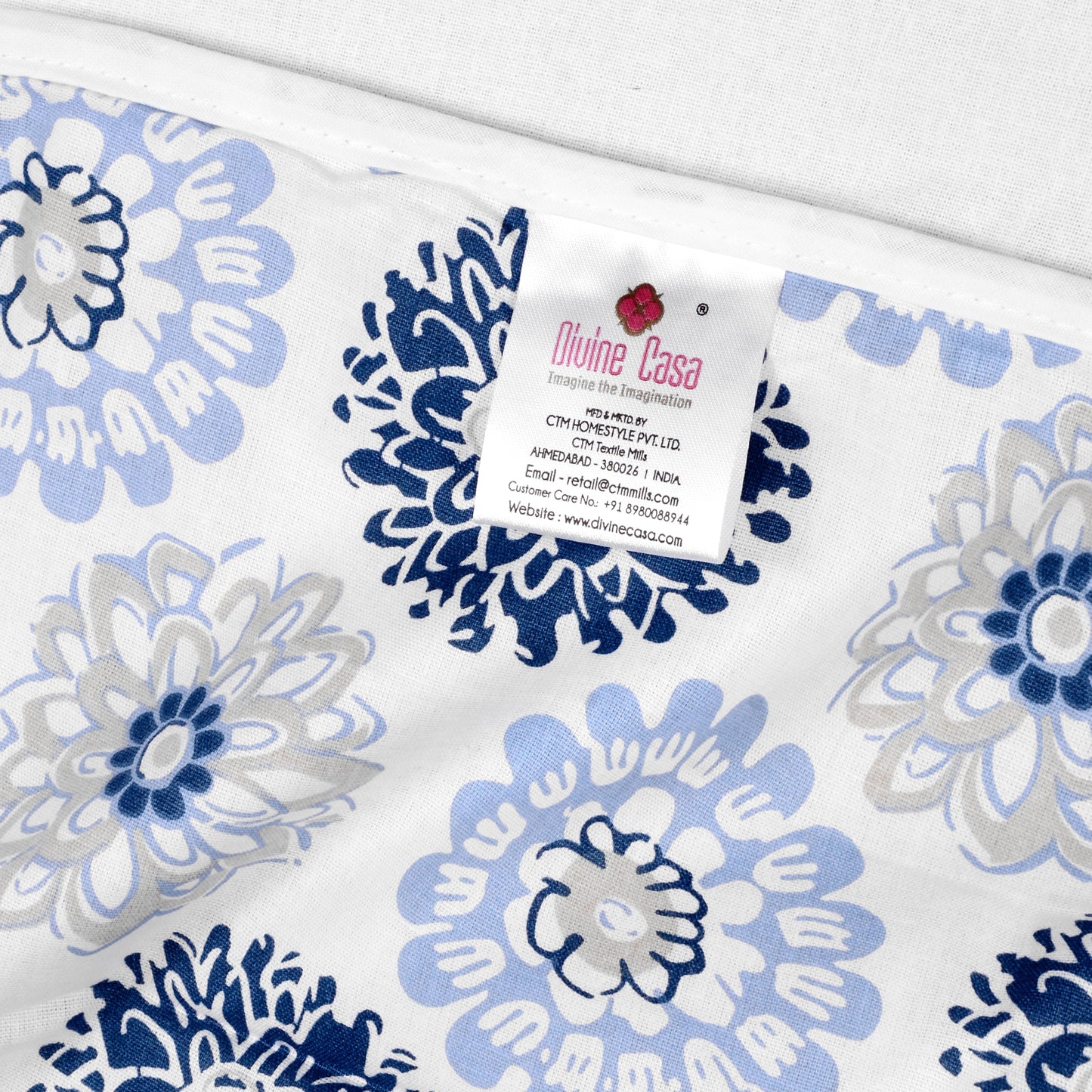 Grey and Blue Dahlia 100% Cotton Toddler Baby Blanket for for 0-3 Years
