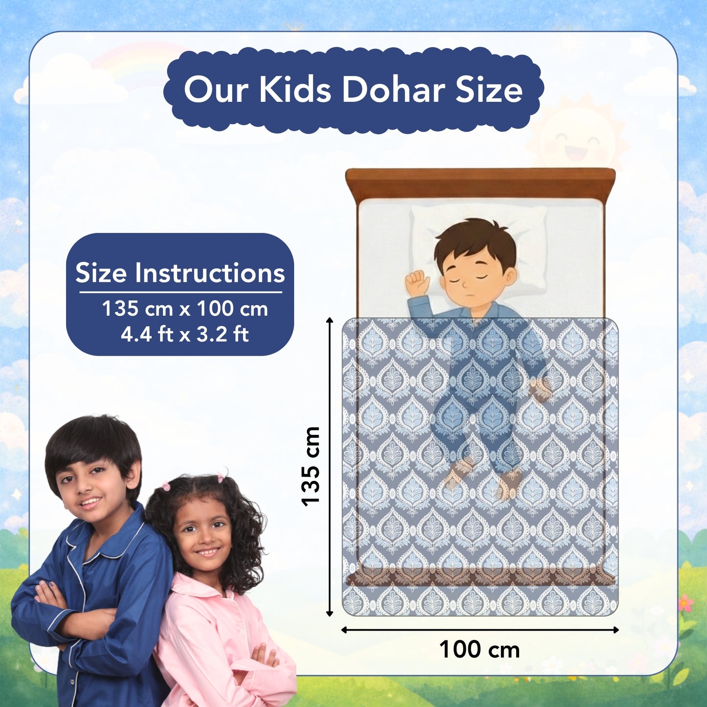 Blue and White Cotton 120 GSM Ultrasoft Reversible Single Baby Blanket for Babies