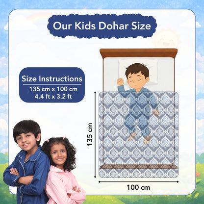 Blue and White Cotton 120 GSM Ultrasoft Reversible Single Baby Blanket for Babies