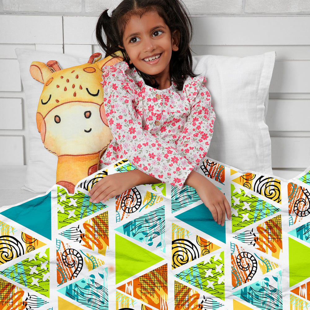 Triangle Candy Print Reversible AC Blanket Dohar for Kids