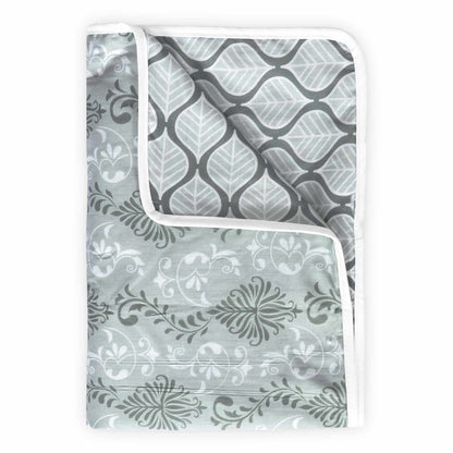 Grey and White Cambric Cotton 120 GSM Ultrasoft Reversible Single Baby Blanket for Babies