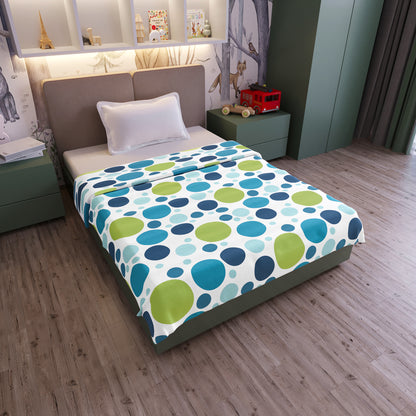 Blue And White 144 TC 100% Cotton Polka Dotted Pattern Baby Single Bed AC Blanket Dohar for Kids
