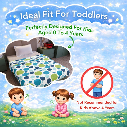 Blue And White 144 TC 100% Cotton Polka Dotted Pattern Baby Single Bed AC Blanket Dohar for Kids