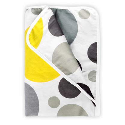Yellow And Gray 144 TC 100% Cotton Polka Dotted Pattern Baby Single Bed AC Blanket Dohar for Kids