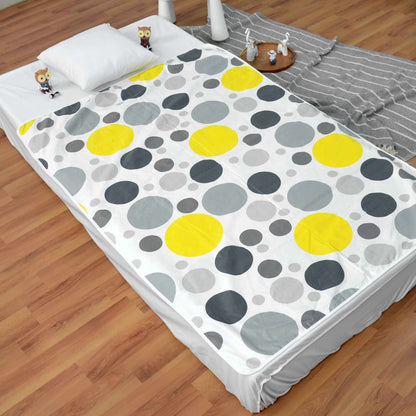 Yellow And Gray 144 TC 100% Cotton Polka Dotted Pattern Baby Single Bed AC Blanket Dohar for Kids
