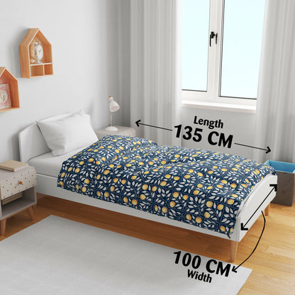 Navy & Orange Clementine Pattern Cotton Ultra soft Reversible Single Blanket for Babies