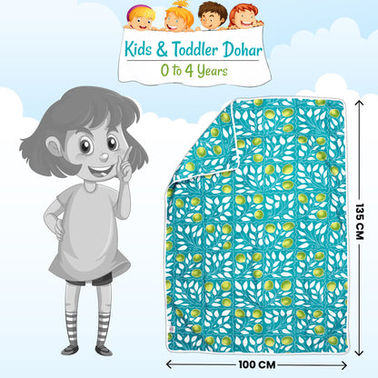 Blue and Yellow 144 TC 100% Cotton Floral Pattern Baby Single Bed AC Blanket Dohar for Kids