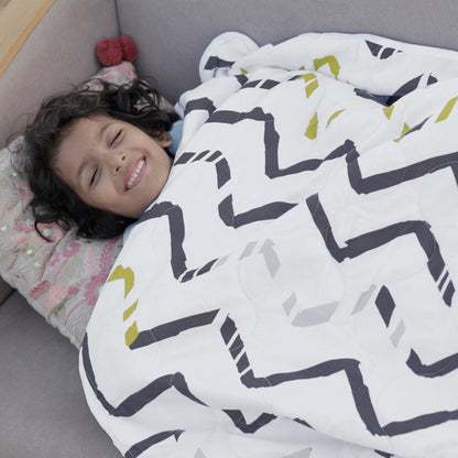 Grey and White Chevron AC Quilt Comforter for Kids
