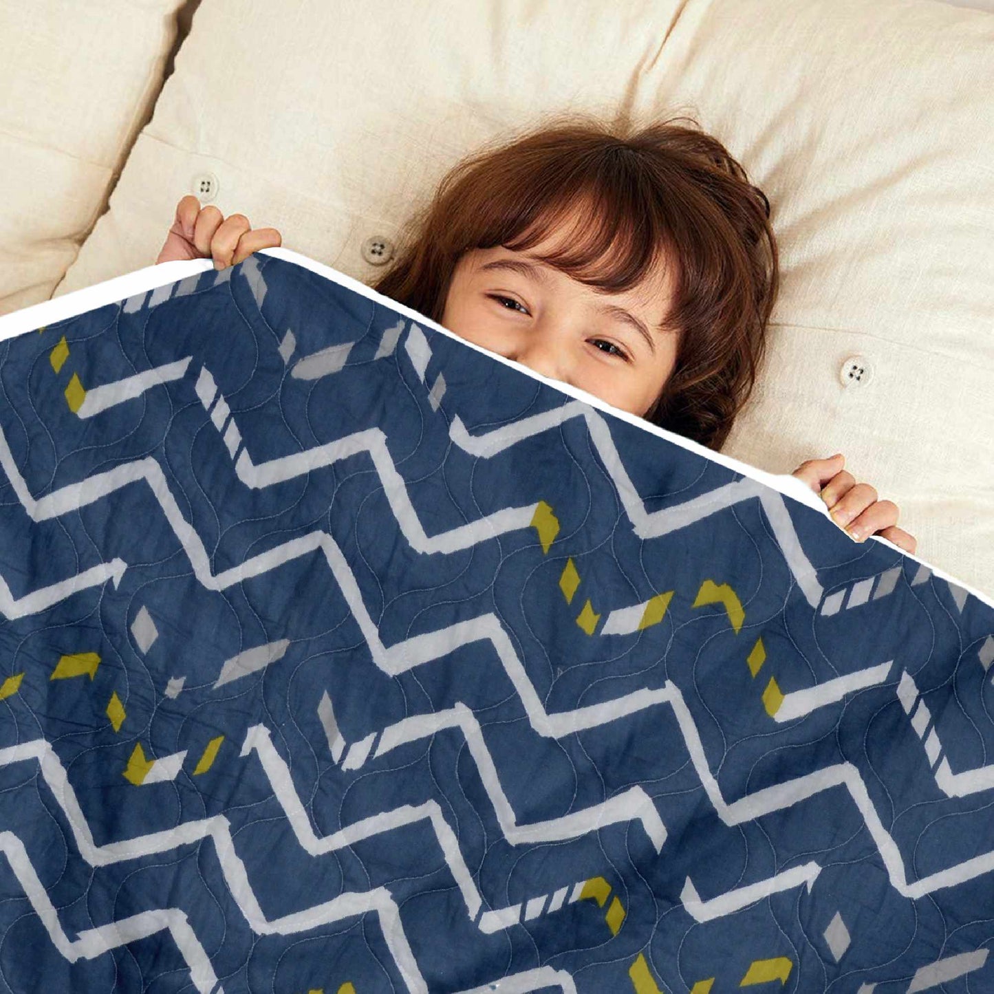 Blue Chevron AC Quilt Comforter for Kids