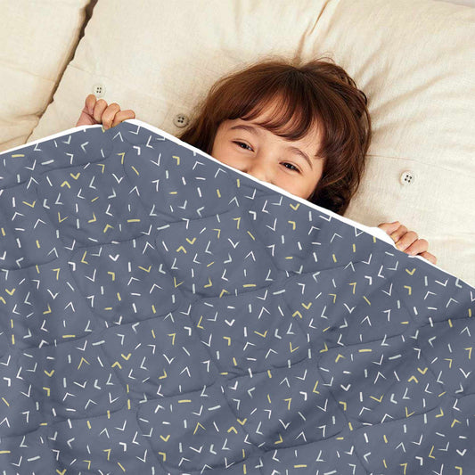 Navy Blue And White Abstract Pattern 120 GSM Microfiber Baby Single Bed AC Quilt Comforter for Kids