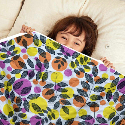 Pink and Yellow Leaf Pattern 120 GSM Microfiber Baby Single Bed AC Quilt Comforter for Kids