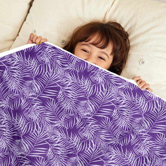Blue And Purple Leaf Pattern 120 GSM Microfiber Baby Single Bed AC Quilt Comforter for Kids