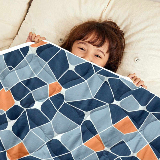 Navy Blue And Grey Abstarct Pattern 120 GSM Microfiber Baby Single Bed AC Quilt Comforter for Kids