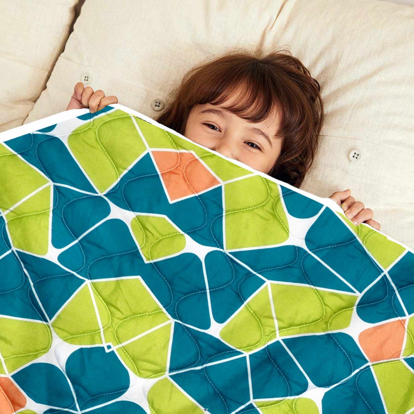 Green Abstract AC Quilt Comforter for Kids