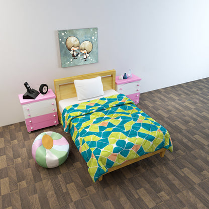 Green Abstract AC Quilt Comforter for Kids