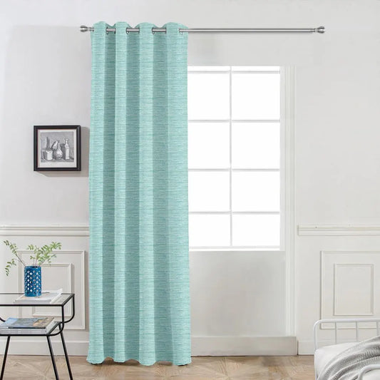 7 Feet Micro Twill Blackout Door Curtain Single Panel Light Blocking Cover (Aqua)