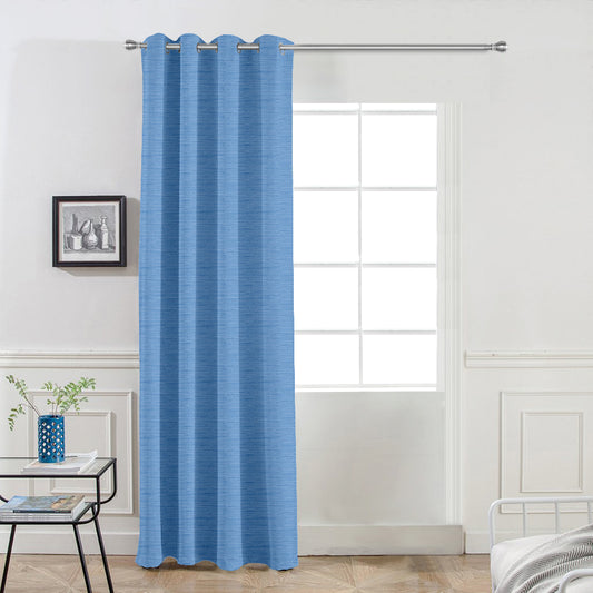 7 Feet Micro Twill Blackout Door Curtain | Single Panel Light Blocking Cover (Steel Blue)