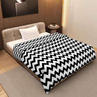 Black and White Chevron AC Quilt Comforter for Single Bed