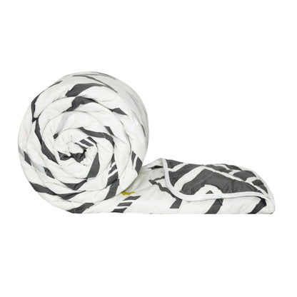 Grey and White Chevron AC Quilt Comforter for Single Bed