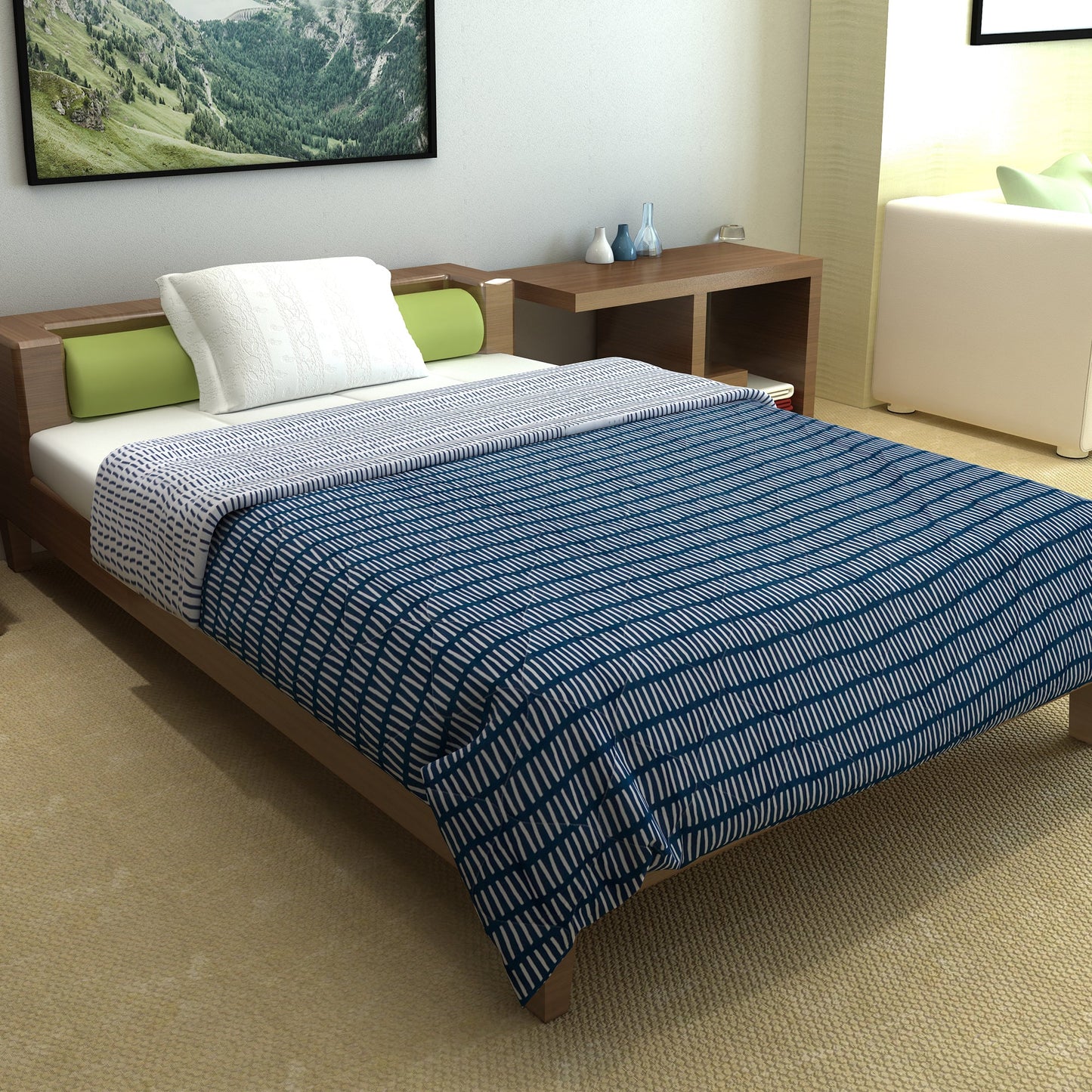 Blue Mirage Abstract Single Bed Comforter – 120 GSM Microfiber