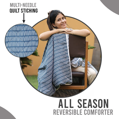 Blue Mirage Abstract Single Bed Comforter – 120 GSM Microfiber