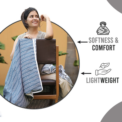 Blue Mirage Abstract Single Bed Comforter – 120 GSM Microfiber