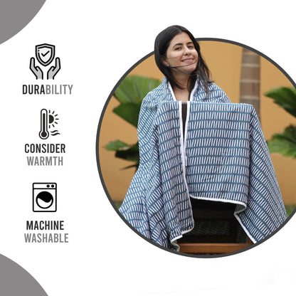 Blue Mirage Abstract Single Bed Comforter – 120 GSM Microfiber