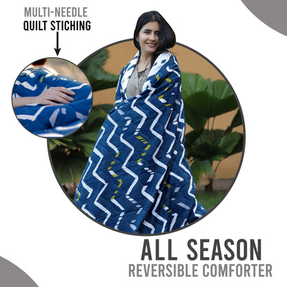 Blue Chevron Double Bed AC Quilt Comforter