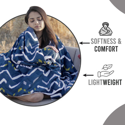 Blue Chevron Double Bed AC Quilt Comforter