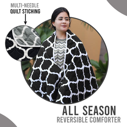 Black And Grey Quatrefoil Double Bed AC Quilt Comforter