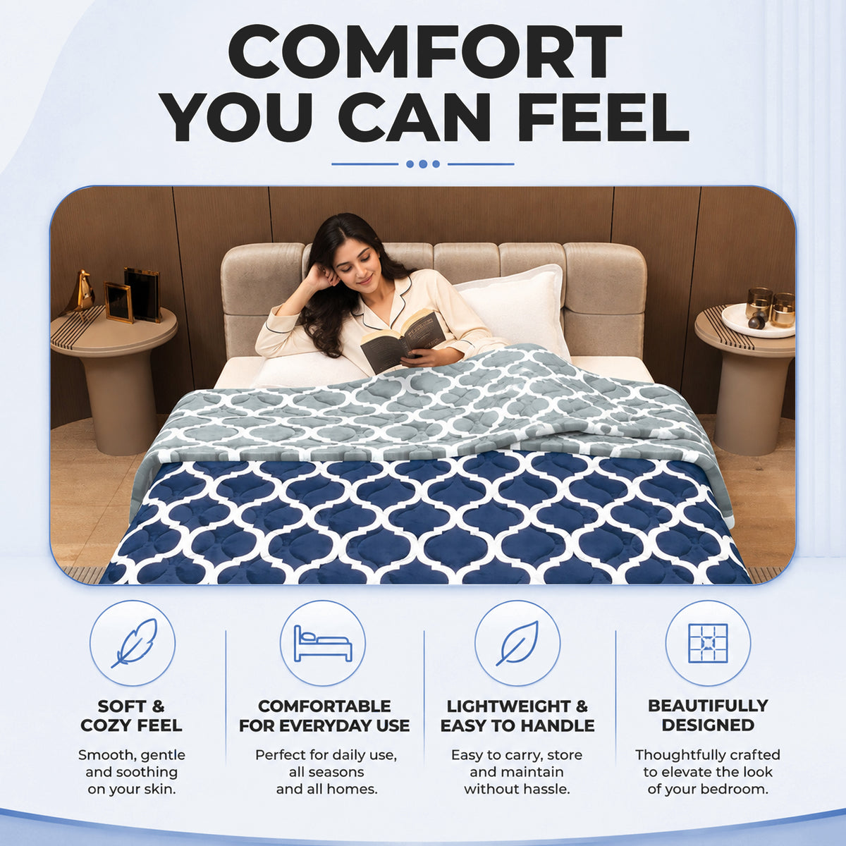 Quatrefoil AC Quilt Comforter for Single Bed