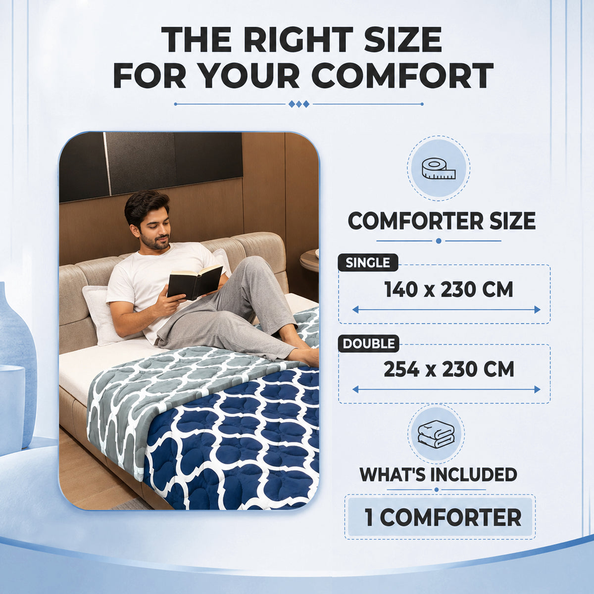 Quatrefoil AC Quilt Comforter for Single Bed