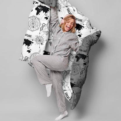 Grey Abstract and White Geographic Pattern Microfiber Comforter Combo For Single Bed