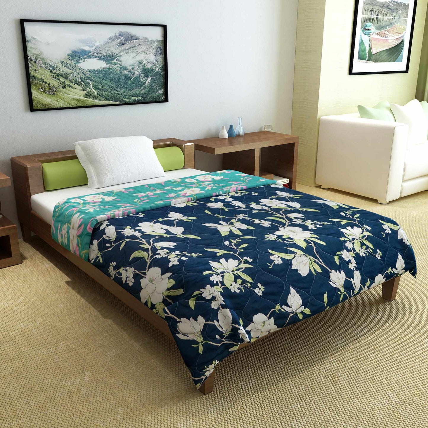 Jacobean Floral AC Quilt Comforter for Single Bed