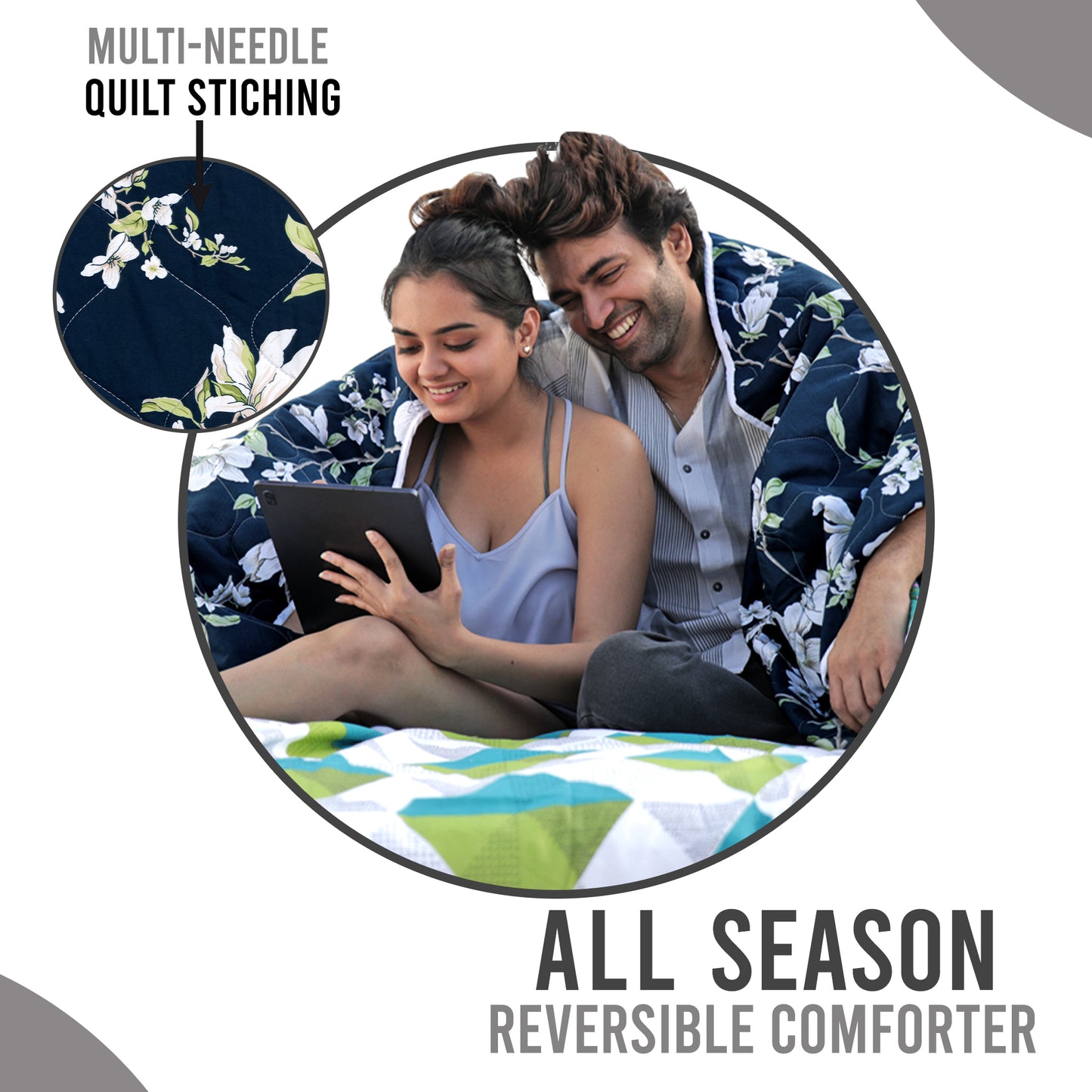 Jacobean Floral Double Bed AC Quilt Comforter