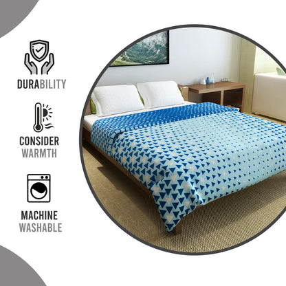 Blue Shade Geometric Single Bed Comforter – 120 GSM Microfiber